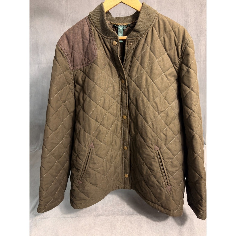 Lauren Ralph Lauren Womens Brown Quilted Equestrian Shooting Barn Jacket      2X